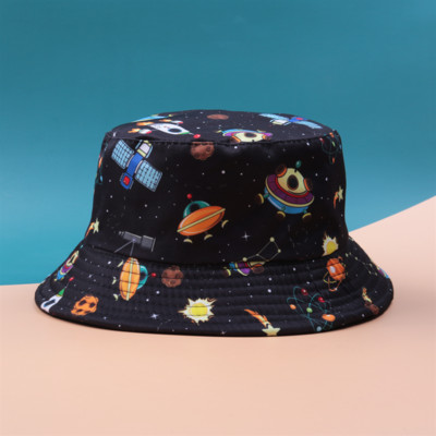 Pălărie cu găleată cu protecție solară de vară pentru copii șapcă Panama imprimeu Hip Hop Gorros Pescuit Pălării de pescar Îmbrăcăminte dublă la modă