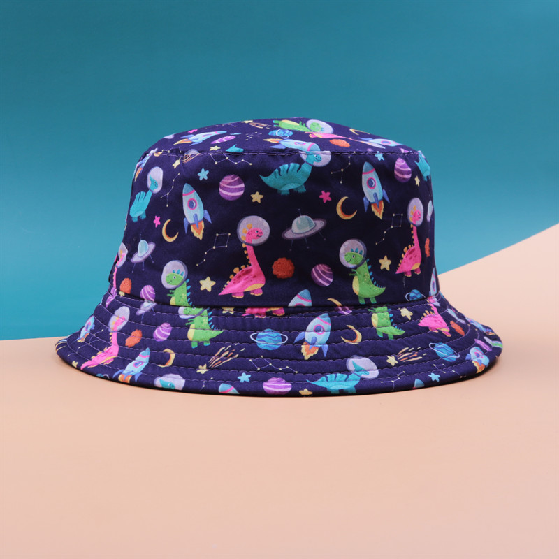 Pălărie cu găleată cu protecție solară de vară pentru copii șapcă Panama imprimeu Hip Hop Gorros Pescuit Pălării de pescar Îmbrăcăminte dublă la modă