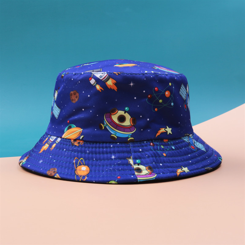 Pălărie cu găleată cu protecție solară de vară pentru copii șapcă Panama imprimeu Hip Hop Gorros Pescuit Pălării de pescar Îmbrăcăminte dublă la modă