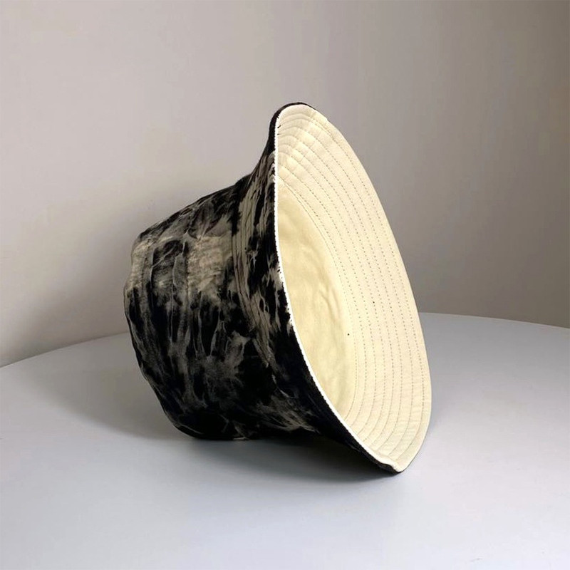 Nou model de pictură cu cerneală cu vopsea cravată Pălărie de pescar Pălărie pentru femei Moda pe două fețe Pălării cu găleată Bărbați Hip-hop Cremă solară șapcă Panama