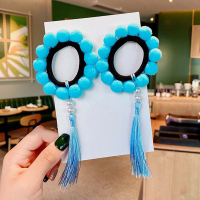 2Pcs dječje Pom Lopta s resicama Elastična užad za kosu Gumice za djevojčice Pompon Biserne gumice za kosu Rezaljke Držač za rep Dodaci za kosu