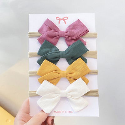 4 db/Szett Vattacukor egyszínű gyerek masni fejpánt lányoknak Sweet Bowknot elasztikus hajpánt baba fejfedő haj kiegészítők