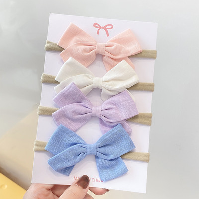 4 db/Szett Vattacukor egyszínű gyerek masni fejpánt lányoknak Sweet Bowknot elasztikus hajpánt baba fejfedő haj kiegészítők