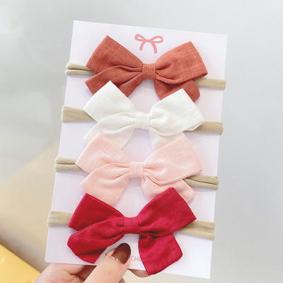 4 db/Szett Vattacukor egyszínű gyerek masni fejpánt lányoknak Sweet Bowknot elasztikus hajpánt baba fejfedő haj kiegészítők