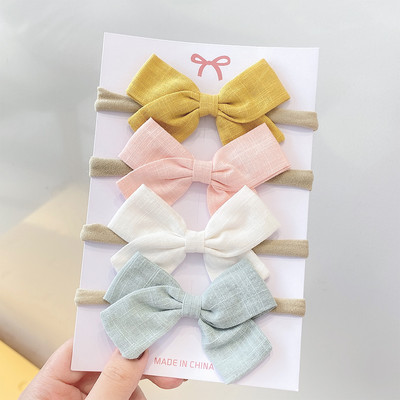 4 db/Szett Vattacukor egyszínű gyerek masni fejpánt lányoknak Sweet Bowknot elasztikus hajpánt baba fejfedő haj kiegészítők