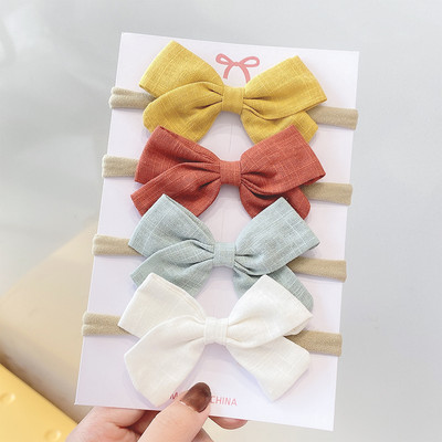 4 db/Szett Vattacukor egyszínű gyerek masni fejpánt lányoknak Sweet Bowknot elasztikus hajpánt baba fejfedő haj kiegészítők