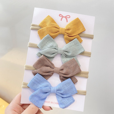 4 db/Szett Vattacukor egyszínű gyerek masni fejpánt lányoknak Sweet Bowknot elasztikus hajpánt baba fejfedő haj kiegészítők