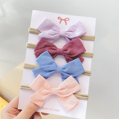 4 db/Szett Vattacukor egyszínű gyerek masni fejpánt lányoknak Sweet Bowknot elasztikus hajpánt baba fejfedő haj kiegészítők