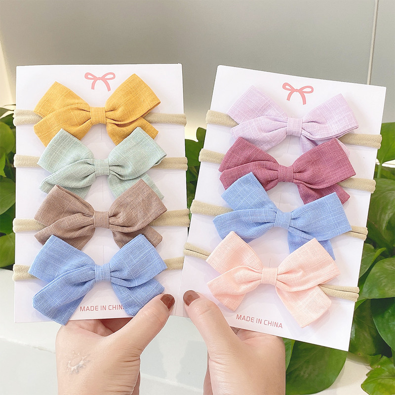 4 db/Szett Vattacukor egyszínű gyerek masni fejpánt lányoknak Sweet Bowknot elasztikus hajpánt baba fejfedő haj kiegészítők