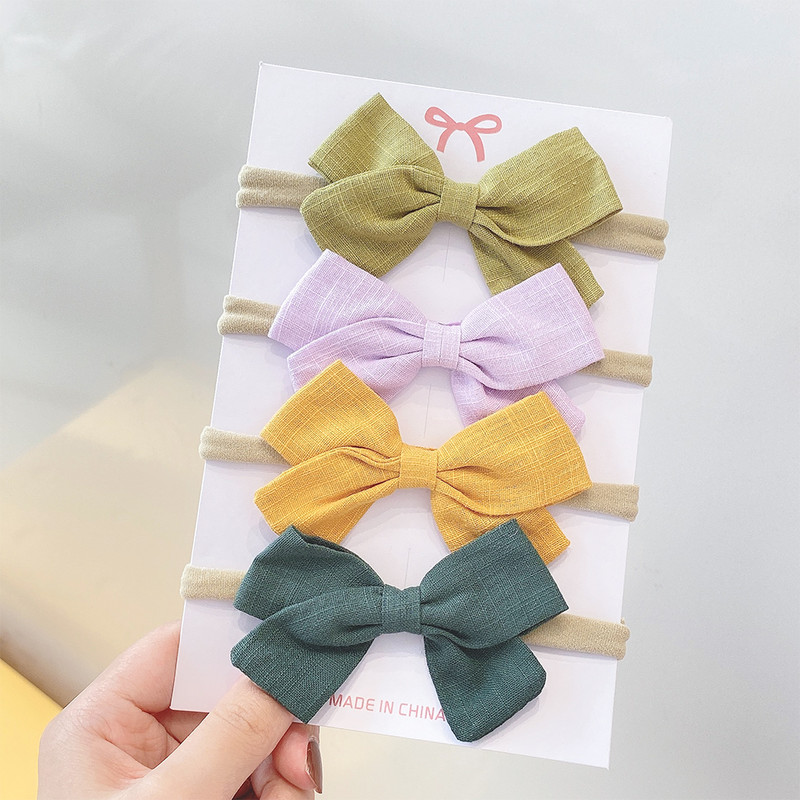 4 db/Szett Vattacukor egyszínű gyerek masni fejpánt lányoknak Sweet Bowknot elasztikus hajpánt baba fejfedő haj kiegészítők