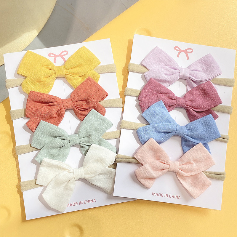 4 db/Szett Vattacukor egyszínű gyerek masni fejpánt lányoknak Sweet Bowknot elasztikus hajpánt baba fejfedő haj kiegészítők