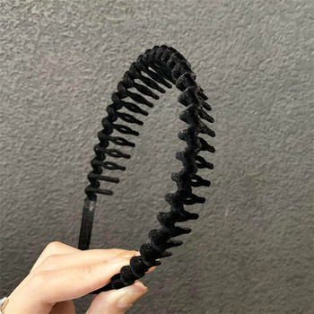 TwinkLei Στερεά Flocking Headband Wrap Hair Hoop Bezel με δόντια Αντιολισθητική κεφαλή κεφαλής για γυναίκες Αξεσουάρ για κορίτσια μαλλιών
