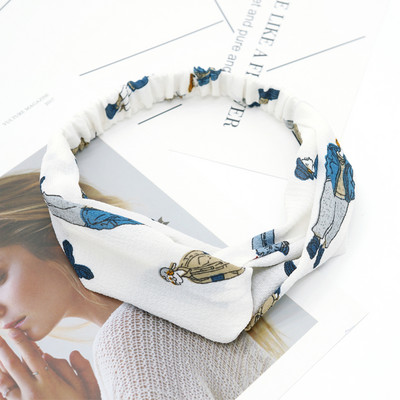 Divat Női Lányok Nyári Bohém Hajpántok Nyomtatott Fejpántok Vintage Cross Turbán Bandage Bandánok Hajpántok Kiegészítők