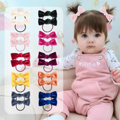 Visokokvalitetne baršunaste mašne za kosu s čvorovima za djevojčice 4 kom/komplet Boutique dječje elastične vezice za kosu Trake za malu djecu Držač za konjski rep