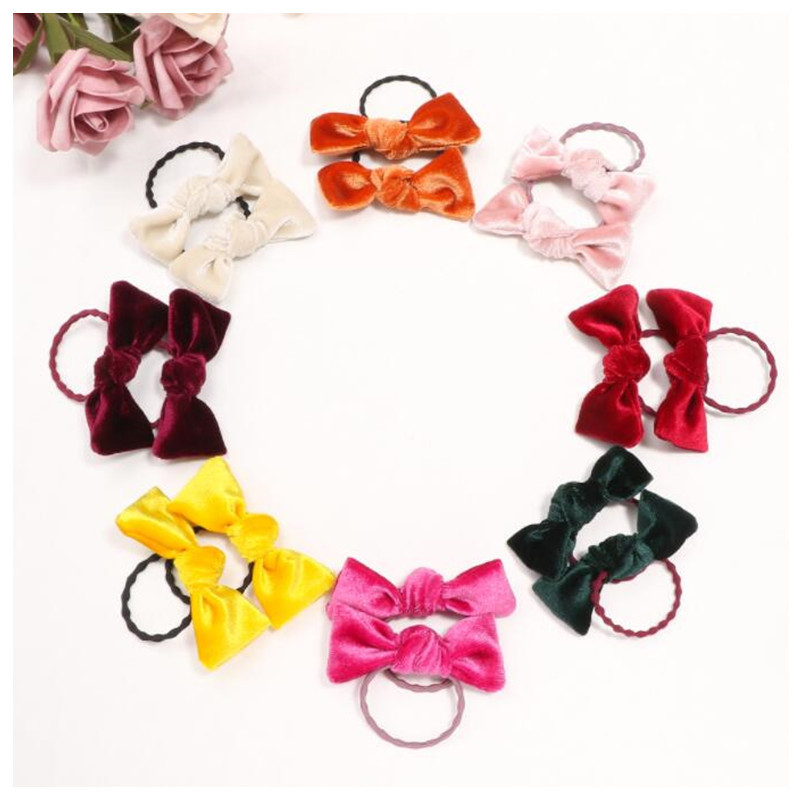 Visokokvalitetne baršunaste mašne za kosu s čvorovima za djevojčice 4 kom/komplet Boutique dječje elastične vezice za kosu Trake za malu djecu Držač za konjski rep