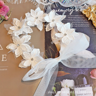 2020 Nová krásna čipkovaná kvetinová čelenka s mašľou pre bábätká, nastaviteľné vlasové pásky, čelenka pre dievčatá