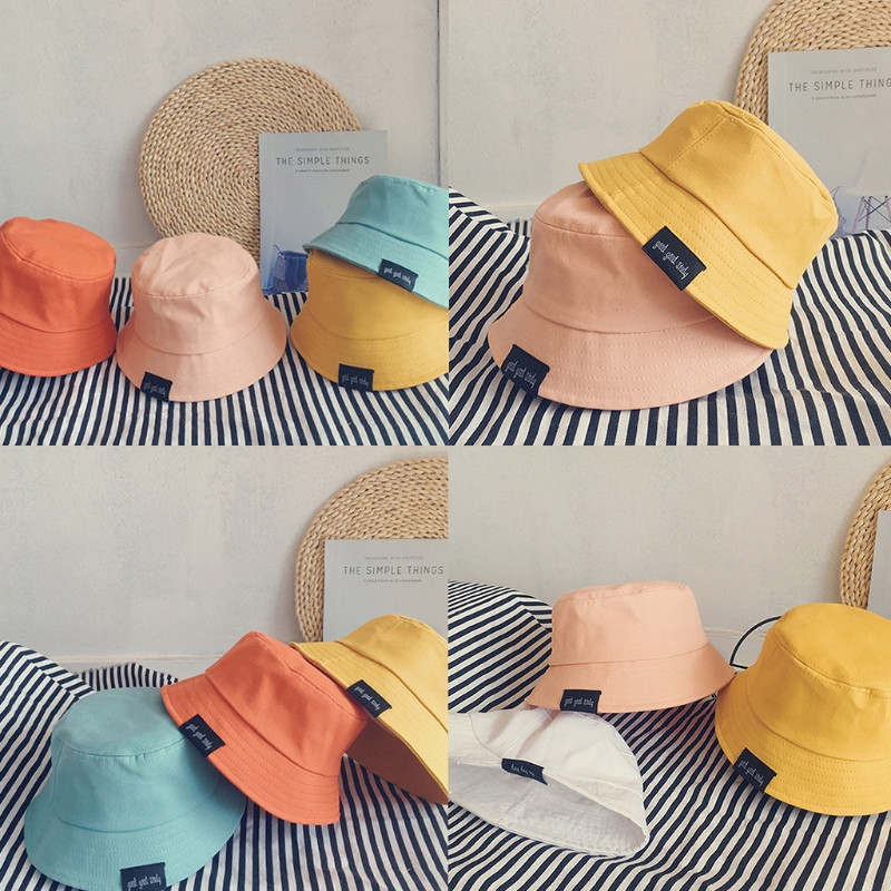 Mala djeca Zaštita od sunca Šešir širokog oboda Harajuku naljepnica sa slovima Jednostavna jednobojna sklopiva panama ribarska kapa