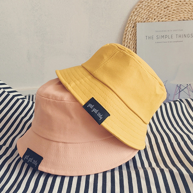 Mala djeca Zaštita od sunca Šešir širokog oboda Harajuku naljepnica sa slovima Jednostavna jednobojna sklopiva panama ribarska kapa