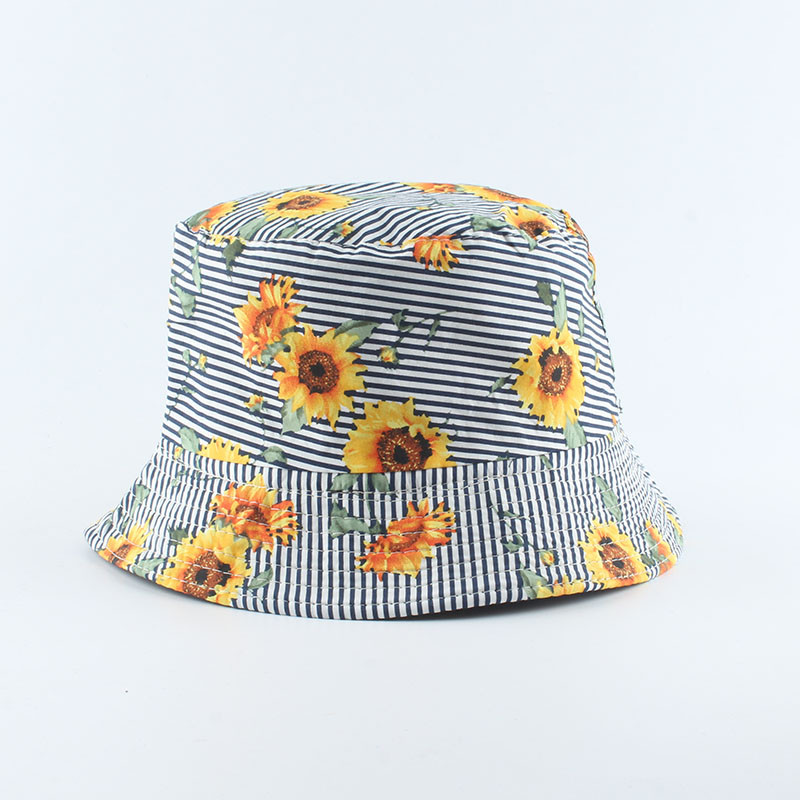 Vasarinė Panamos kibiro kepurė apverčiama žvejybos kepurė nuo saulės su gėlių spauda Moteriškos kepurės Bob chapeau žvejo kepurė