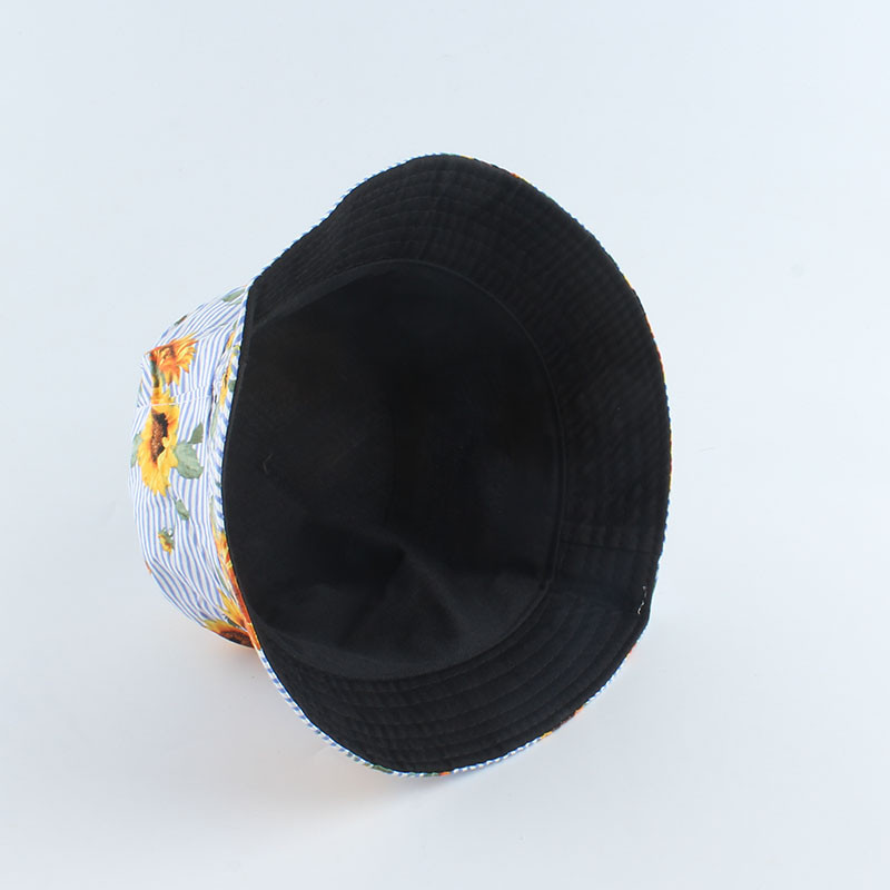 Vasarinė Panamos kibiro kepurė apverčiama žvejybos kepurė nuo saulės su gėlių spauda Moteriškos kepurės Bob chapeau žvejo kepurė