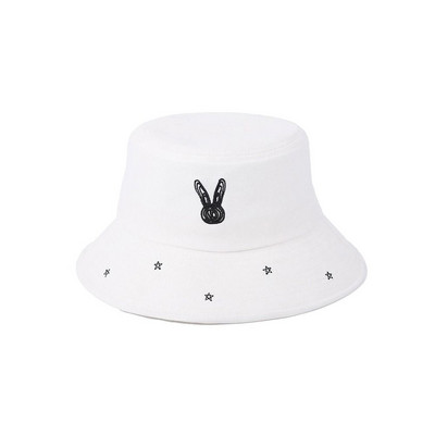 Pălărie de pescar brodata cu stea de iepure drăguț coreean pentru femei bărbați șapcă de protecție solară la modă, șapcă cu găleată respirabilă, pălărie cu vizor de plajă