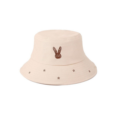 Pălărie de pescar brodata cu stea de iepure drăguț coreean pentru femei bărbați șapcă de protecție solară la modă, șapcă cu găleată respirabilă, pălărie cu vizor de plajă