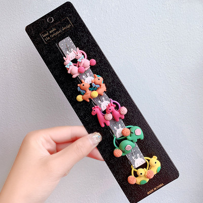 10db/szett Lányok Rajzfilm Hajcsipesz Kis Rugalmas Hajgumik Hercegnős Lófarok Tartó Gumiszalagok Gyerek Haj Kiegészítők