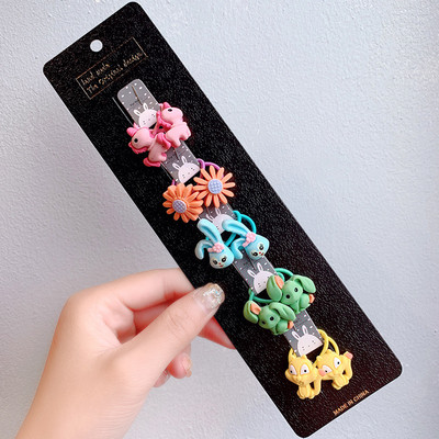 10db/szett Lányok Rajzfilm Hajcsipesz Kis Rugalmas Hajgumik Hercegnős Lófarok Tartó Gumiszalagok Gyerek Haj Kiegészítők