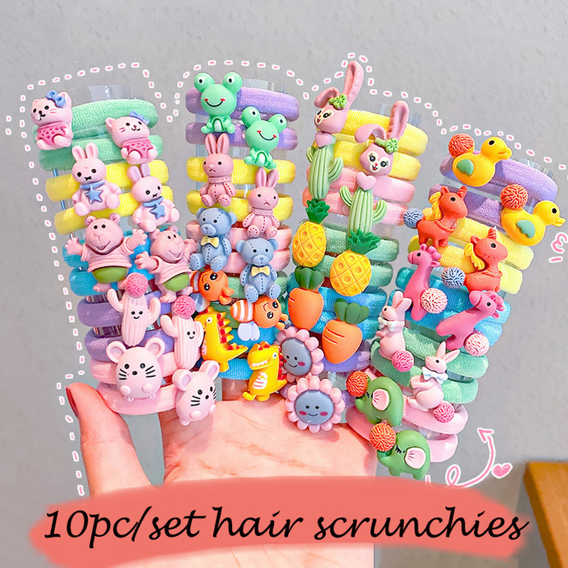 10db/szett Lányok Rajzfilm Hajcsipesz Kis Rugalmas Hajgumik Hercegnős Lófarok Tartó Gumiszalagok Gyerek Haj Kiegészítők