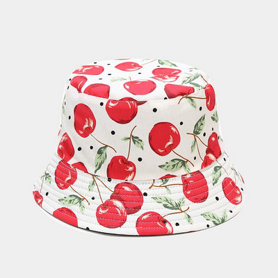 Pălării cu găleată Pălărie pentru femei, cu imprimeu dublu, cu model de fructe, pentru femei, hip hop, de vară, în aer liber, pălării de soare de stradă, Gorros Invierno Mujer