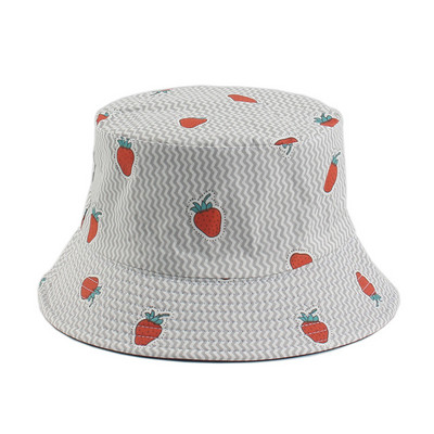 Pălării cu găleată Pălărie pentru femei, cu imprimeu dublu, cu model de fructe, pentru femei, hip hop, de vară, în aer liber, pălării de soare de stradă, Gorros Invierno Mujer