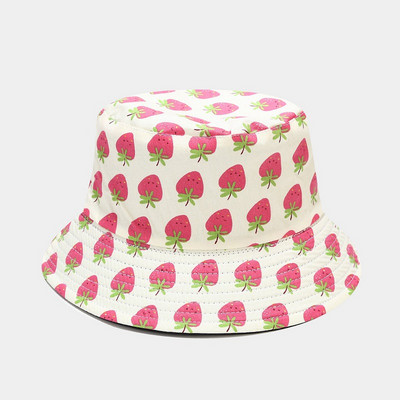 Pălării cu găleată Pălărie pentru femei, cu imprimeu dublu, cu model de fructe, pentru femei, hip hop, de vară, în aer liber, pălării de soare de stradă, Gorros Invierno Mujer