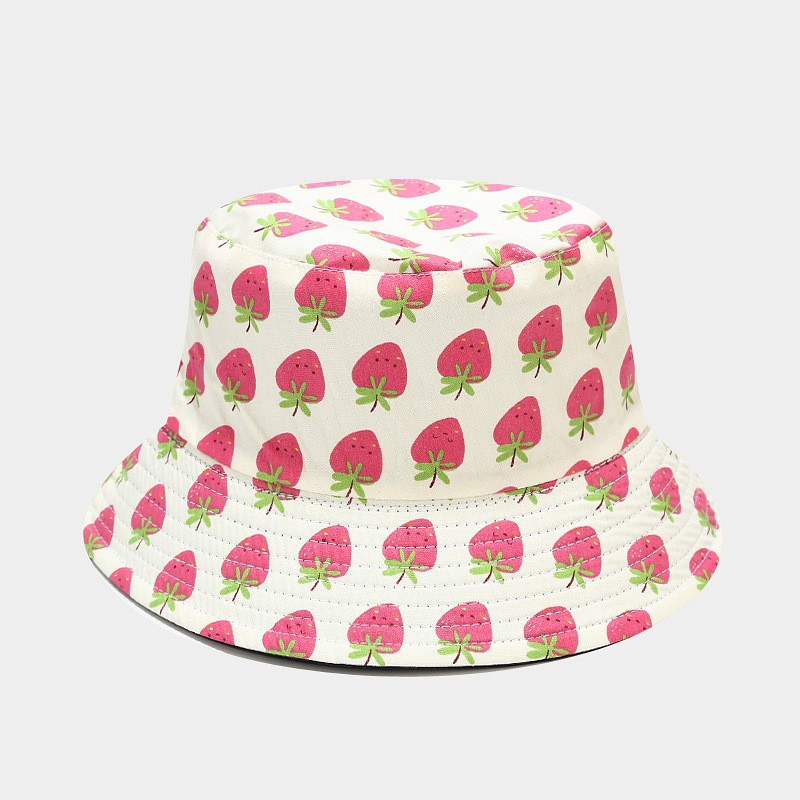 Pălării cu găleată Pălărie pentru femei, cu imprimeu dublu, cu model de fructe, pentru femei, hip hop, de vară, în aer liber, pălării de soare de stradă, Gorros Invierno Mujer