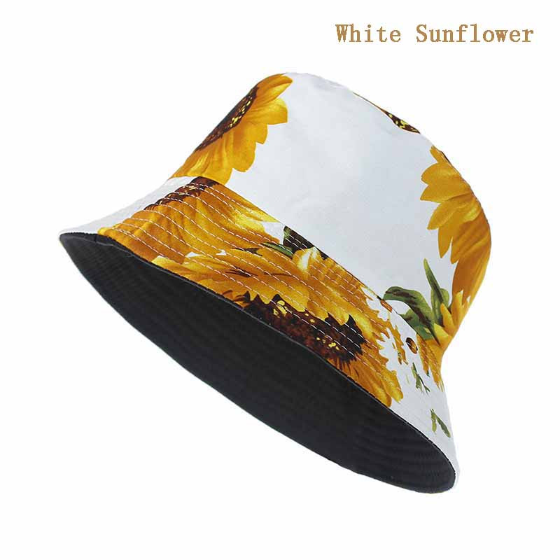 Novi ženski šešir s kantom proljeće ljeto Modni ribarski šešir s printom suncokreta, elastični dvostrani mekani pamučni ženski šešir za sunčanje W063