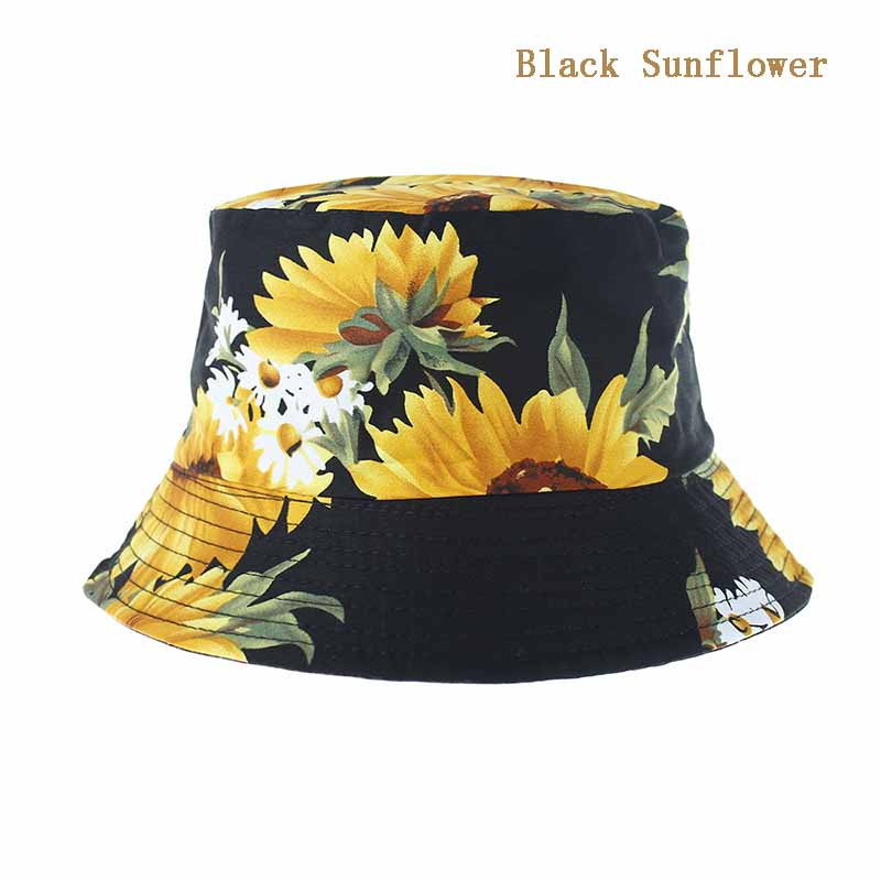 Novi ženski šešir s kantom proljeće ljeto Modni ribarski šešir s printom suncokreta, elastični dvostrani mekani pamučni ženski šešir za sunčanje W063