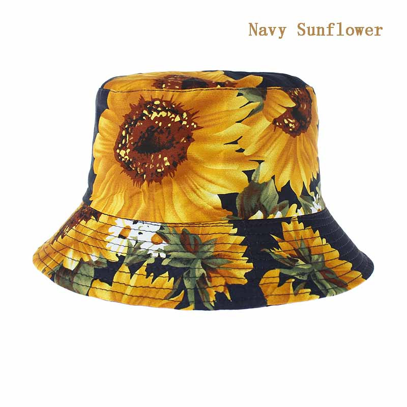 Novi ženski šešir s kantom proljeće ljeto Modni ribarski šešir s printom suncokreta, elastični dvostrani mekani pamučni ženski šešir za sunčanje W063