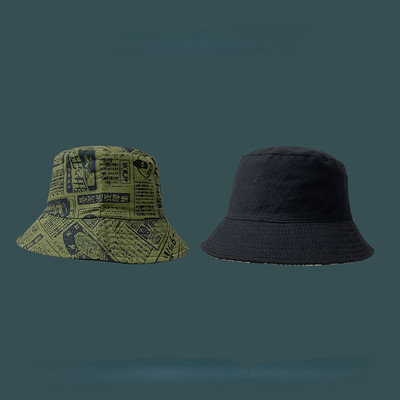 Vödörsapkák Női Nyomtatás Harajuku Japán Stílus Divatos Teens College Uniszex Univerzális Elegáns Kétoldali Kivitel 3 Szín Napálló