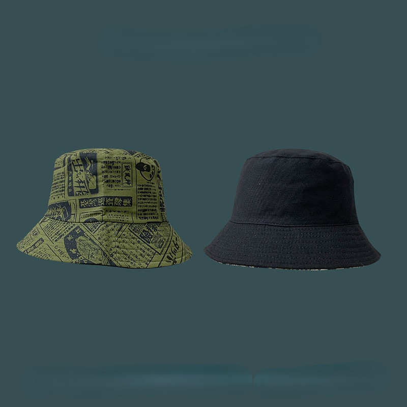 Vödörsapkák Női Nyomtatás Harajuku Japán Stílus Divatos Teens College Uniszex Univerzális Elegáns Kétoldali Kivitel 3 Szín Napálló