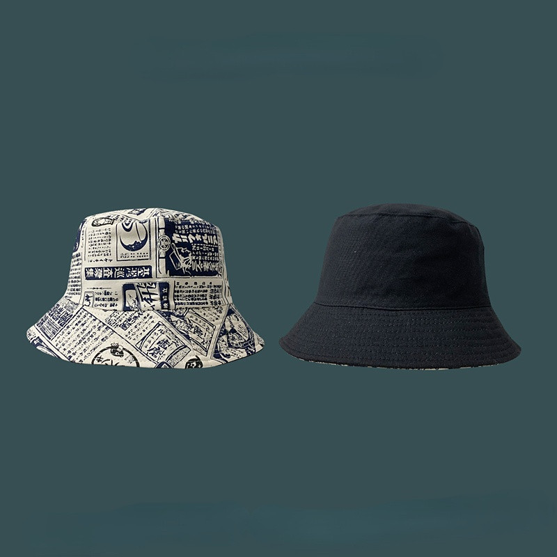 Vödörsapkák Női Nyomtatás Harajuku Japán Stílus Divatos Teens College Uniszex Univerzális Elegáns Kétoldali Kivitel 3 Szín Napálló