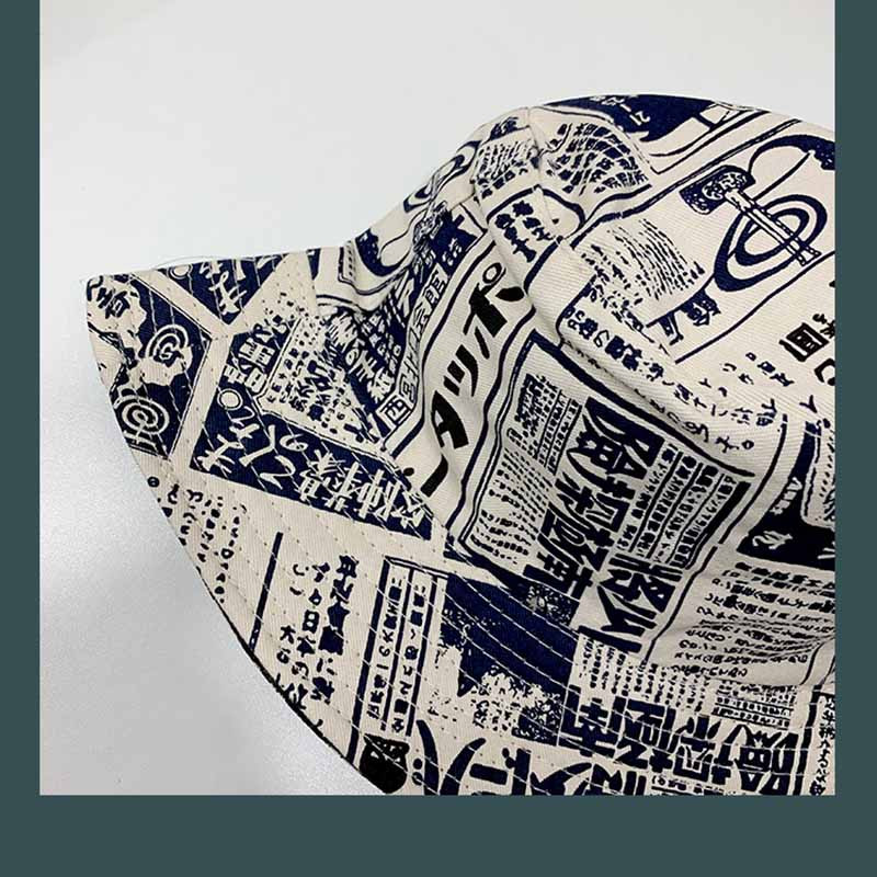 Vödörsapkák Női Nyomtatás Harajuku Japán Stílus Divatos Teens College Uniszex Univerzális Elegáns Kétoldali Kivitel 3 Szín Napálló