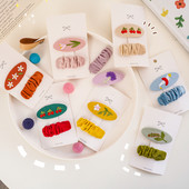 2 bucăți agrafă de păr pentru fete agrafe de păr brodate pentru copii Accesorii drăguțe de păr din țesătură clemă pentru păr proaspătă set de cărți de păr