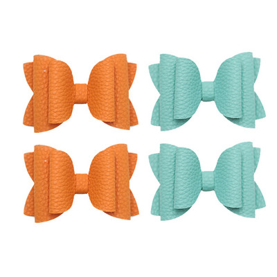 4 vnt. 3 colių vienspalvių odinių mergaičių lankeliai plaukų segtukai plaukų aksesuarai vaikiški butikiniai plaukų segtukai šoniniai plaukų segtukai vaikų galvos apdangalai