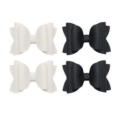 4 vnt. 3 colių vienspalvių odinių mergaičių lankeliai plaukų segtukai plaukų aksesuarai vaikiški butikiniai plaukų segtukai šoniniai plaukų segtukai vaikų galvos apdangalai