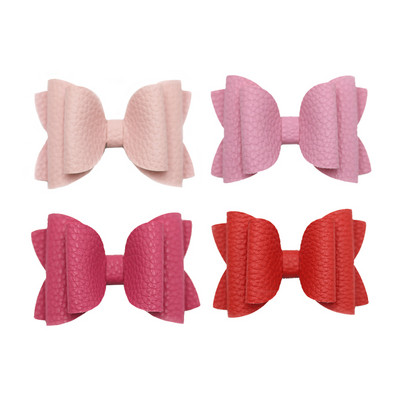 4 vnt. 3 colių vienspalvių odinių mergaičių lankeliai plaukų segtukai plaukų aksesuarai vaikiški butikiniai plaukų segtukai šoniniai plaukų segtukai vaikų galvos apdangalai