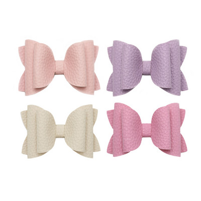 4 vnt. 3 colių vienspalvių odinių mergaičių lankeliai plaukų segtukai plaukų aksesuarai vaikiški butikiniai plaukų segtukai šoniniai plaukų segtukai vaikų galvos apdangalai