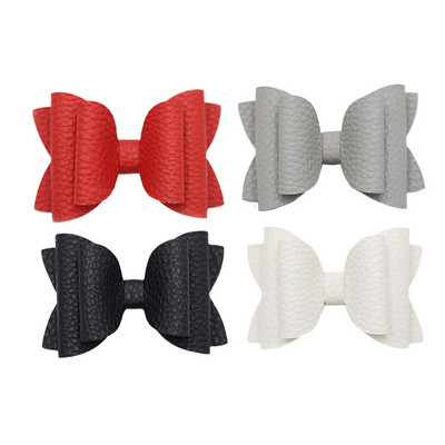 4 vnt. 3 colių vienspalvių odinių mergaičių lankeliai plaukų segtukai plaukų aksesuarai vaikiški butikiniai plaukų segtukai šoniniai plaukų segtukai vaikų galvos apdangalai