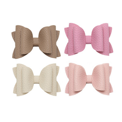 4 vnt. 3 colių vienspalvių odinių mergaičių lankeliai plaukų segtukai plaukų aksesuarai vaikiški butikiniai plaukų segtukai šoniniai plaukų segtukai vaikų galvos apdangalai