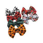 Ručne viazané sponky do vlasov z kockovanej látky Buffalo, roztomilé detské vlasové doplnky, mašľa s veterníkom, aligáto, dievčenské sponky do vlasov