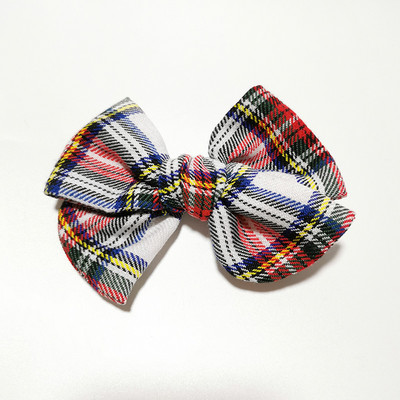 Ručne viazané sponky do vlasov z kockovanej látky Buffalo, roztomilé detské vlasové doplnky, mašľa s veterníkom, aligáto, dievčenské sponky do vlasov