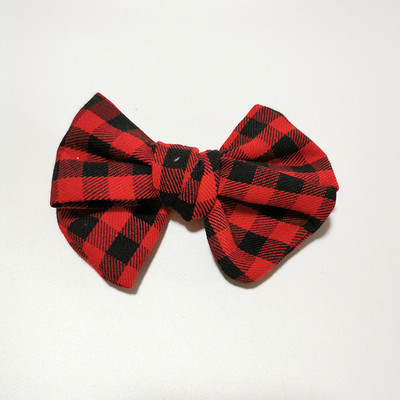 Ručne viazané sponky do vlasov z kockovanej látky Buffalo, roztomilé detské vlasové doplnky, mašľa s veterníkom, aligáto, dievčenské sponky do vlasov